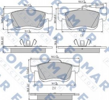 Купити Колодки гальмівні дискові Fiat Doblo, Ducato, Opel Combo, Lancia Delta FOMAR fo 894881 (фото1) підбір по VIN коду, ціна 1146 грн.