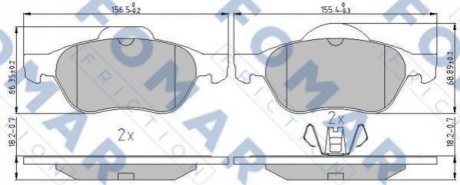 Купити Колодки гальмівні дискові Renault Megane, Scenic, Grand Scenic, Clio FOMAR fo 896981 (фото1) підбір по VIN коду, ціна 906 грн.