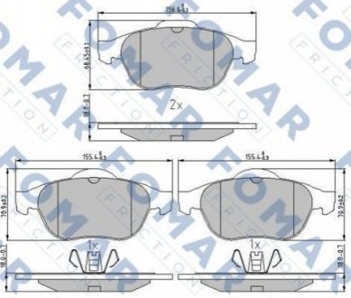 Купить Колодки тормозные дисковые Renault Scenic, Grand Scenic FOMAR fo 897081 (фото1) подбор по VIN коду, цена 866 грн.