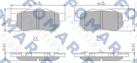 Колодки тормозные дисковые (комплект 4 шт.)) Honda Civic, Accord, Prelude FOMAR fo 902681