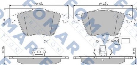 Колодки тормозные дисковые Volkswagen Golf, Passat, Audi A3, Volkswagen EOS, Seat Leon, Volkswagen CC, Skoda Superb FOMAR fo 912281