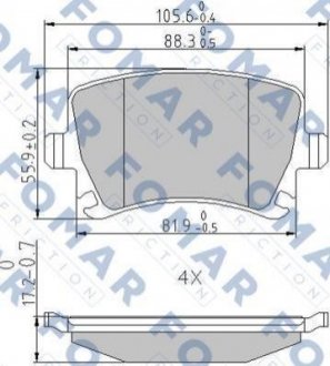 Купити Колодки гальмівні дискові Volkswagen Passat, Seat Leon, Skoda Octavia, Superb, Yeti, Audi TT, A6, A3, Volkswagen Tiguan, Audi Q3, A8 FOMAR fo 912381 (фото1) підбір по VIN коду, ціна 837 грн.