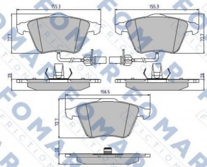 Купити Колодки гальмівні дискові Audi A6, Allroad, Skoda Fabia FOMAR fo 912481 (фото1) підбір по VIN коду, ціна 1385 грн.