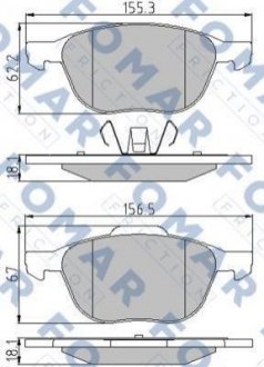 Колодки гальмівні дискові Volvo C70, S40, V50, SAAB 9-3, Opel Vectra, Ford Focus, Mazda 3, Volvo V40 FOMAR fo 914581