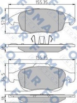 Колодки гальмівні дискові Citroen C4, Peugeot 5008, 308, Citroen DS4, C3, Berlingo, Peugeot Partner, Citroen Xsara, DS5, Peugeot 307, Citroen C5 FOMAR fo 929981