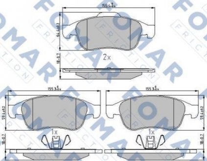 Купить Колодки тормозные дисковые Renault Megane, Fluence, Dacia Duster, Renault Scenic, Grand Scenic, Duster, Captur FOMAR fo 931481 (фото1) подбор по VIN коду, цена 975 грн.