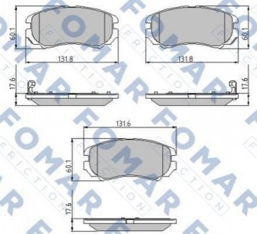 Купити Колодки гальмівні дискові KIA Sportage, Soul, Hyundai Coupe, KIA Magentis, Hyundai Elantra, Sonata, Tucson, KIA Optima FOMAR fo 932381 (фото1) підбір по VIN коду, ціна 1026 грн.