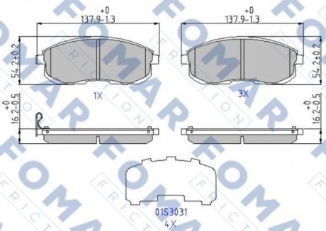 Колодки тормозные дисковые (комплект 4 шт.)) Nissan Leaf, Altima, Teana, Juke FOMAR fo 969381