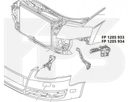 Купить Крепление бампера Audi A4 FPS fp 1205 933 (фото1) подбор по VIN коду, цена 170 грн.