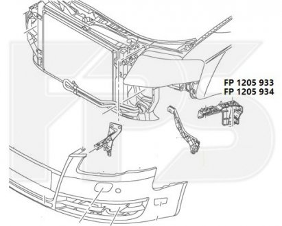 Купити Кріплення бампера Audi A4 FPS fp 1205 934 (фото1) підбір по VIN коду, ціна 174 грн.