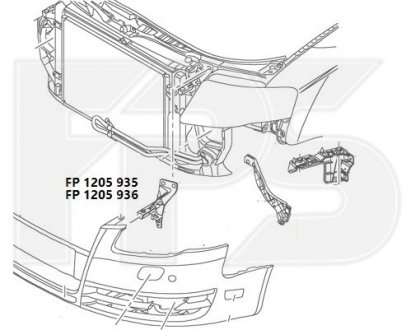 Купить Крепление бампера Audi A4 FPS fp 1205 936 (фото1) подбор по VIN коду, цена 392 грн.