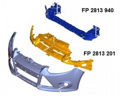 Купить Усилитель переднего бампера верхний FORD FOCUS III 11-н. Ford Focus FPS fp 2813 201 (фото1) подбор по VIN коду, цена 844 грн.