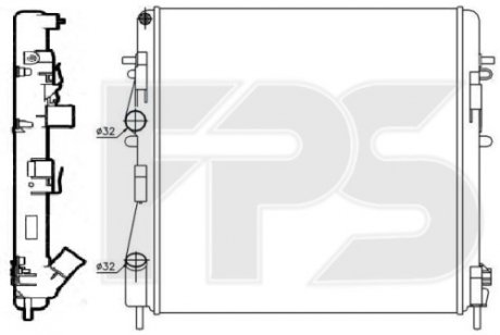 Радиатор охлаждения Renault Kangoo, Nissan Kubistar, Peugeot Boxer, Mitsubishi Lancer, Mercedes T1/T2 FPS fp 56 a1152