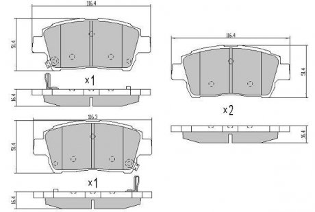 Купити КОЛОДКИ ГАЛЬМІВНІ ПЕРЕДНІ FBP-1211 Toyota Corolla, Yaris, Celica, Prius FREMAX fbp1211 (фото1) підбір по VIN коду, ціна 1240 грн.