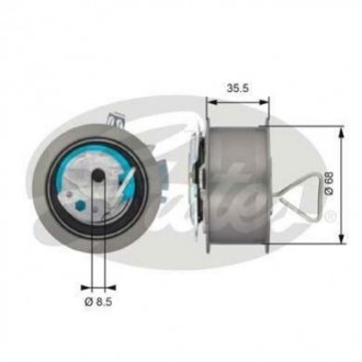 Купить Ролик модуля натяжителя ремня Volkswagen Caddy, Sharan, Ford Galaxy, Skoda Roomster, Superb, Volkswagen Bora, Golf, Audi A2, Skoda Fabia, Audi A3, Skoda Octavia Gates t43091 (фото1) подбор по VIN коду, цена 2353 грн.