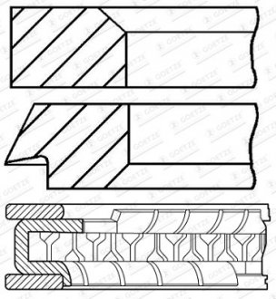 Комплект кілець на поршень Hyundai IX20, I30, KIA Ceed, Hyundai Elantra, KIA Pro Ceed, Carens, Rio, Hyundai I20, KIA Soul, Hyundai Accent, Veloster GOETZE 08-424800-10