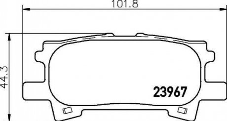 Купити Гальмівні колодки зад. Lexus RX 03-08 (sumitomo) Lexus RX, Toyota Highlander HELLA 8DB355010-621 (фото1) підбір по VIN коду, ціна 1018 грн.