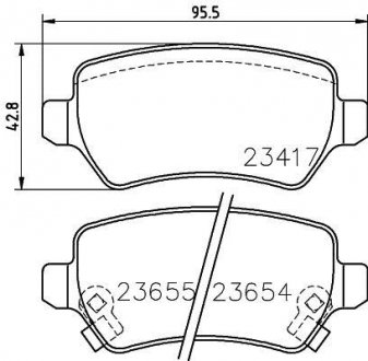 Тормозные колодки дисковые комплект; задн. HELLA 8DB355018781