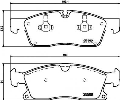 Тормозные колодки перед. DB M-class (W166) 2.1D-6.4i 10-/Jepp Grand Cherokee IV Mercedes M-Class, GL-Class, GLE-Class, GLS-Class HELLA 8DB 355 019-701