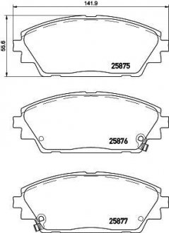 Гальмівні колодки дискові перед. Mazda 3 1.5/2.0/2.2D 09.13- HELLA 8DB 355 021-421