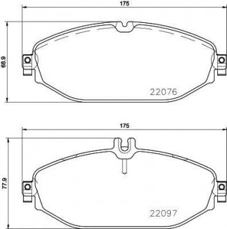 Купити Гальмівні колодки перед. Mercedes-Benz W213 Mercedes W205, S205, C205, W213, S213, C124, C207, C238, A124, A207, A238 HELLA 8DB 355 021-921 (фото1) підбір по VIN коду, ціна 2786 грн.