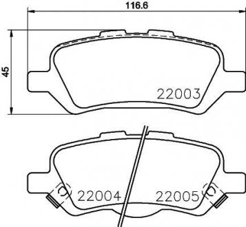 Гальмівні колодки дискові зад. Toyota Venza 12- Volkswagen Golf HELLA 8DB 355 023-051