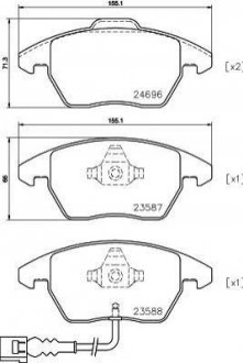 Тормозные колодки зад. Caddy/CC/Golf 04- HELLA 8DB355023-161