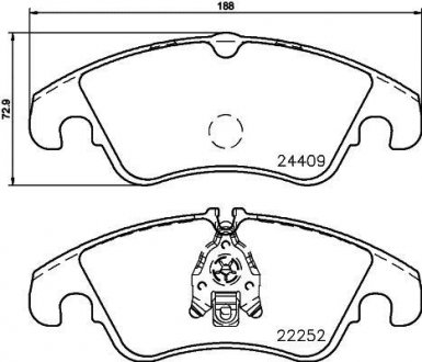 Колодки тормозные дисковые комплект; передняя. HELLA 8DB355023221