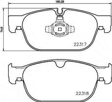 Комплект гальмівних колодок передній VOLVO S60 III, S90 II, V60 II, V90 II, XC40, XC60 II, XC90 II 1.5-Electric 09.14- Volvo XC90, S90, XC60 HELLA 8DB 355 024-801