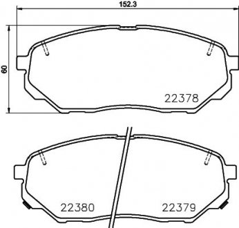 Тормозные колодки перед. дисковые (с датч. износа)) KIA SORENTO III 2.0/2.2D/2.4 01.15- HELLA 8DB 355 024-901