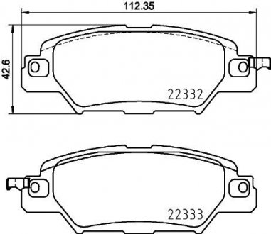 Тормозные колодки дисковые комплект; задн. HELLA 8DB355025461