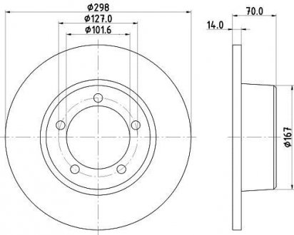 Диск тормозной; передняя. Land Rover Range Rover, Discovery, Defender HELLA 8DD355101591