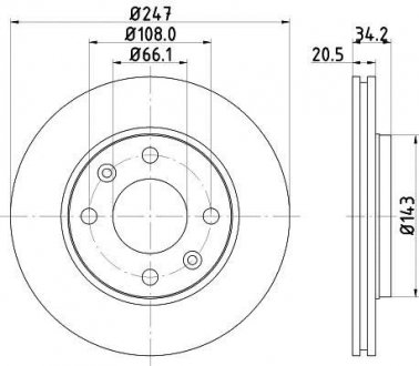 Диск тормозной зад. PEUGEOT 206 (2A/C) 09/98- 106 I (1A, 1C) 09/91-04/96 306 (7A, 7C, N3, N5) 05/93- 306 HELLA 8DD 355 101-801