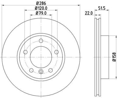 PRO BMW Диск тормозной перед.(вентил.) E36/46 1,6-2,8 (286*22) HELLA 8DD 355 102-581