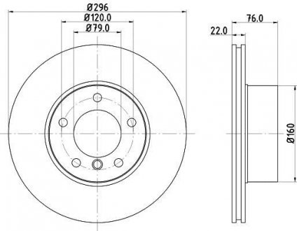 Диск тормозной передний Bmw E39 96- HELLA 8DD 355 104-591