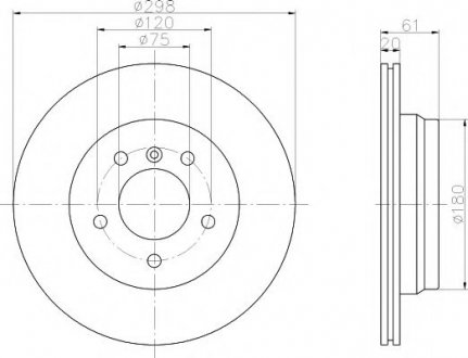 Диск тормозной задний 298x20mm BMW E39 96-03 HELLA 8DD 355 104-611