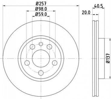 Гальмівний диск перед. Scudo/Jumpy/Expert 96-06 HELLA 8DD355105-621