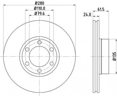 RENAULT Диск тормозной передний Master II 2.5/2.8TD 98- HELLA 8DD 355 106-611