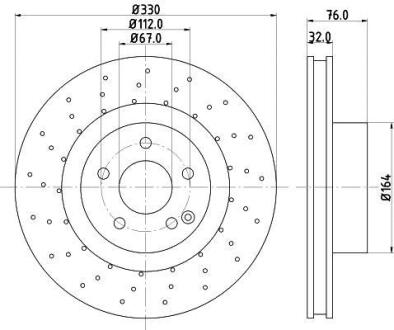 PRO DB диск гальмівний перед. (вентил.) W220 (330*32) HELLA 8DD 355 106-851