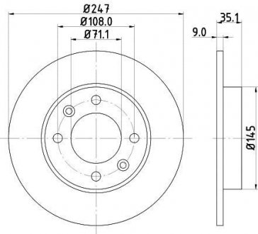 CITROEN Тормозной диск задний Berlingo, C2, C3, C4 HELLA 8DD 355 108-391