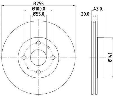 PRO TOYOTA Гальмівний диск передн.Yaris 00-05 Toyota Yaris HELLA 8DD 355 108-881