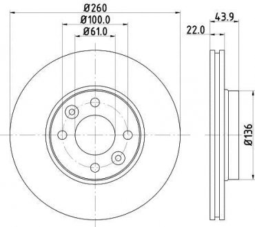 Диск тормозной перед. Dacia Logan/Renault Clio III/Modus/Megane 03- Renault Clio, Megane HELLA 8DD 355 109-331