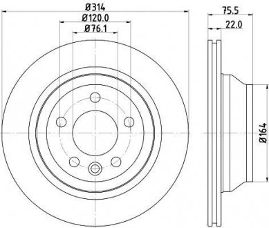 Диск тормозной с покрытием PRO; задн. Volkswagen Touareg, Multivan, Transporter HELLA 8DD355109801