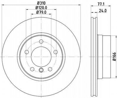 Тормозной диск перед. E60/E61 03-10 Pro BMW E60, E61, E63, E64 HELLA 8DD355109-901