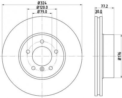 Диск гальмівний передний BMW E60/E61 520d-530i 07.03- Honda Accord, Civic HELLA 8DD 355 109-921