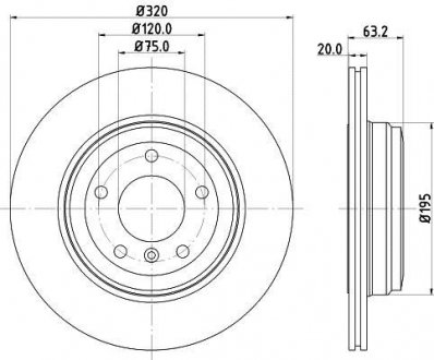 Тормозной диск зад. E60/E61 01-10 Pro BMW E60, E61, E63, E64 HELLA 8DD355109-941