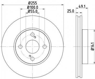 TOYOTA Диск тормозной передн.Corolla 02- HELLA 8DD 355 110-431