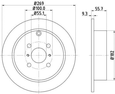 Диск гальмівний з покриттям PRO; задн. Toyota Yaris, Zaz Forza, Toyota Prius, Corolla HELLA 8DD355110491