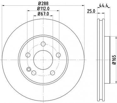 Диск гальмівний перед. DB A-class 04- Mercedes W169, W245 HELLA 8DD 355 111-081