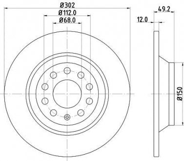 VW ДИСК ГАЛЬМIВНИЙ ЗАДНIЙ AUDI A6 2.0i 2.4i 2.7TDI 2.8FSI 3.0i 05- (302*11.7) Audi A6 HELLA 8DD 355 111-181